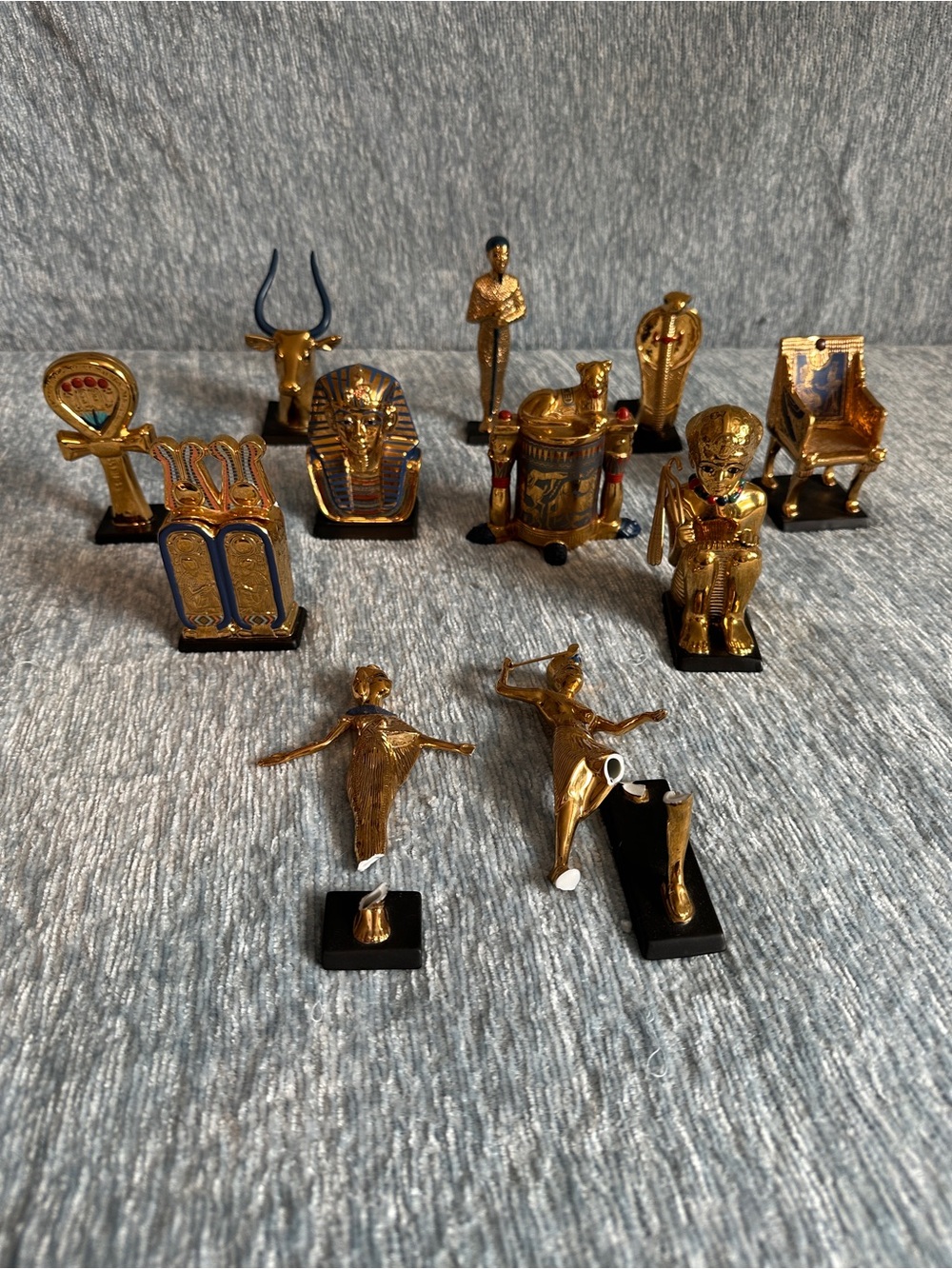 Franklin Mint Gold Egyptian Figurine Home Set -